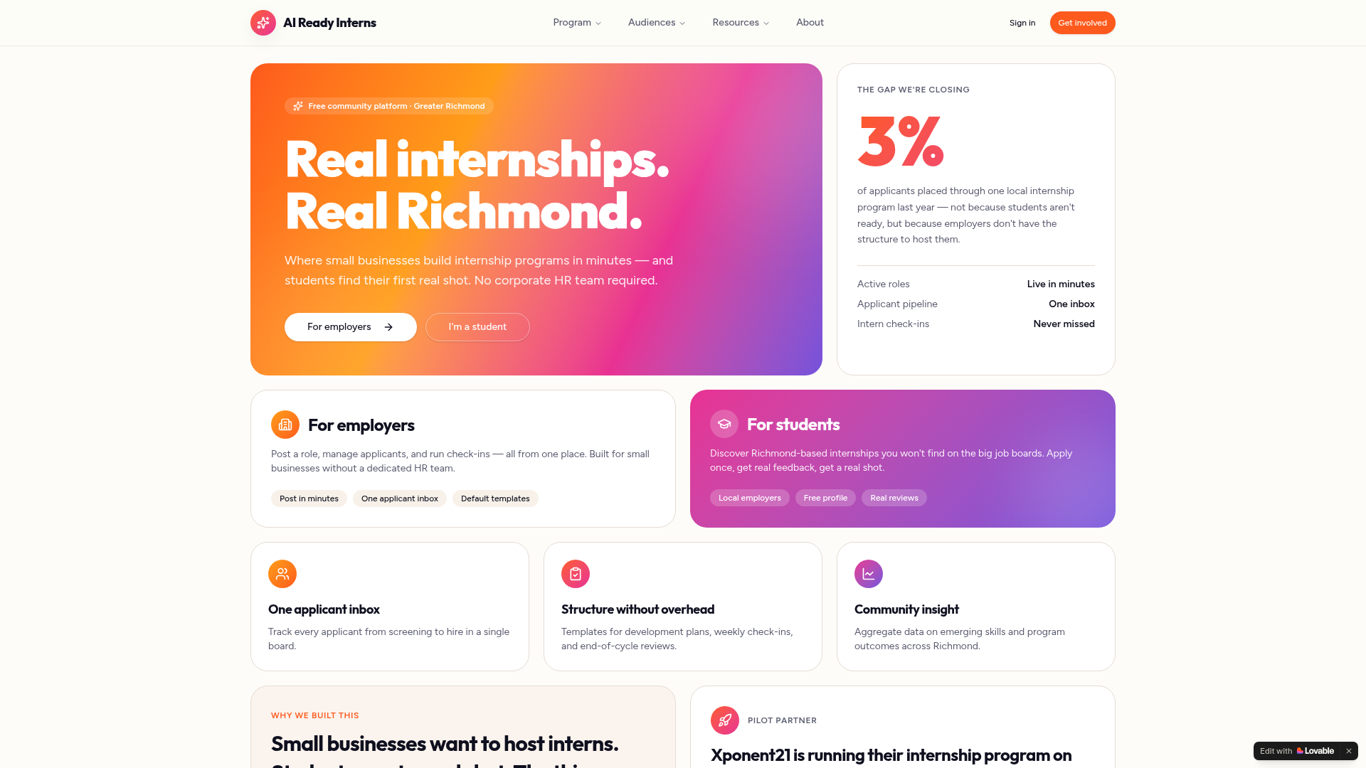 AI Ready Interns — Free internship platform for Richmond preview