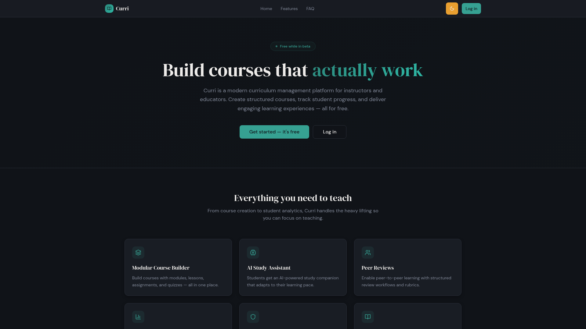 Curri — Build courses that actually work preview