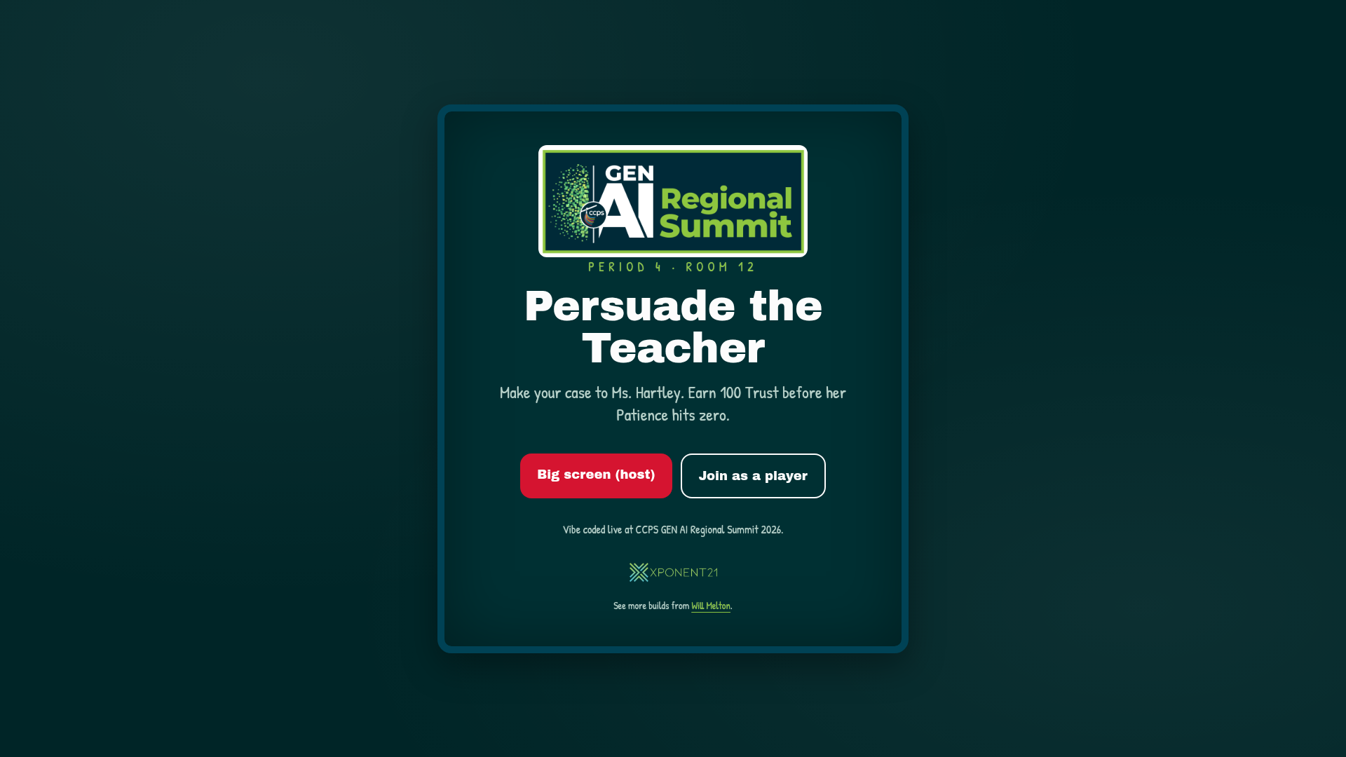 Persuade the Teacher — Live Classroom Game preview