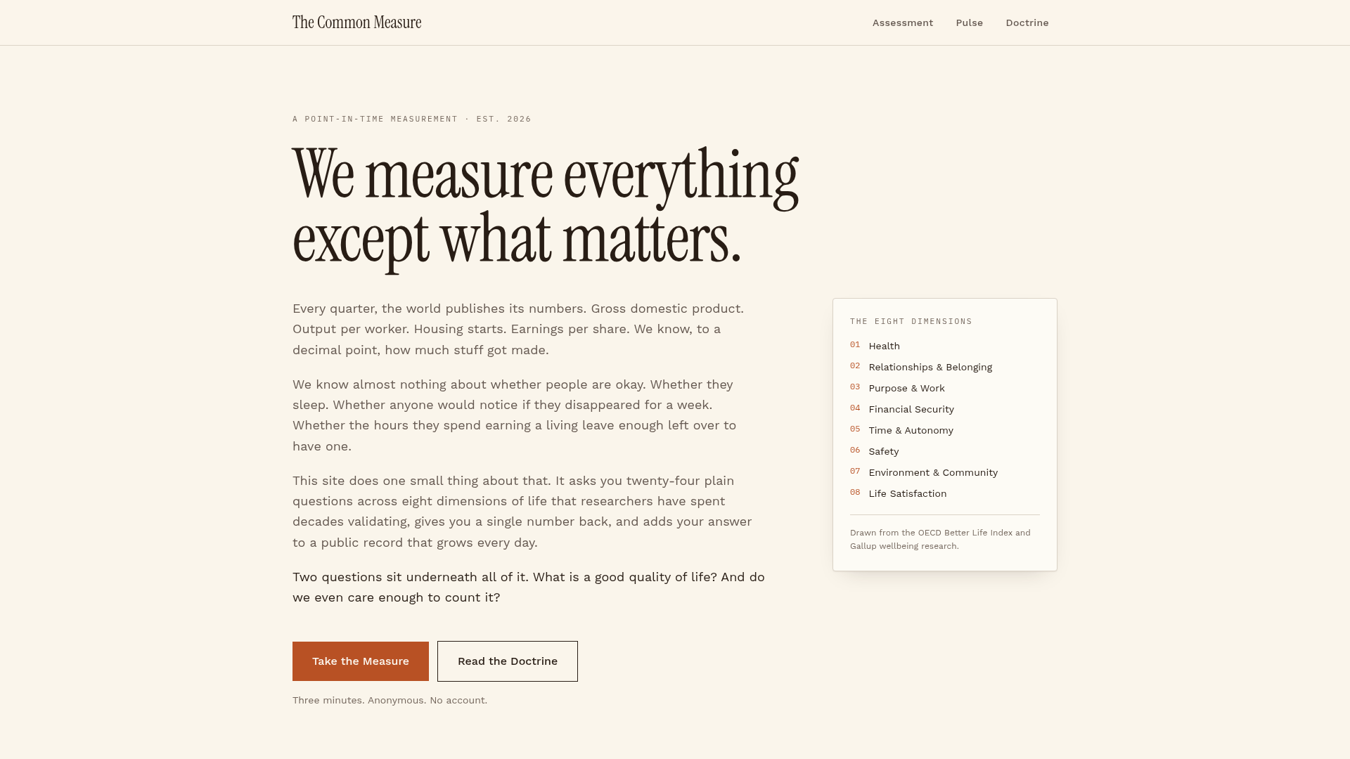 The Common Measure — Measuring Quality of Life preview